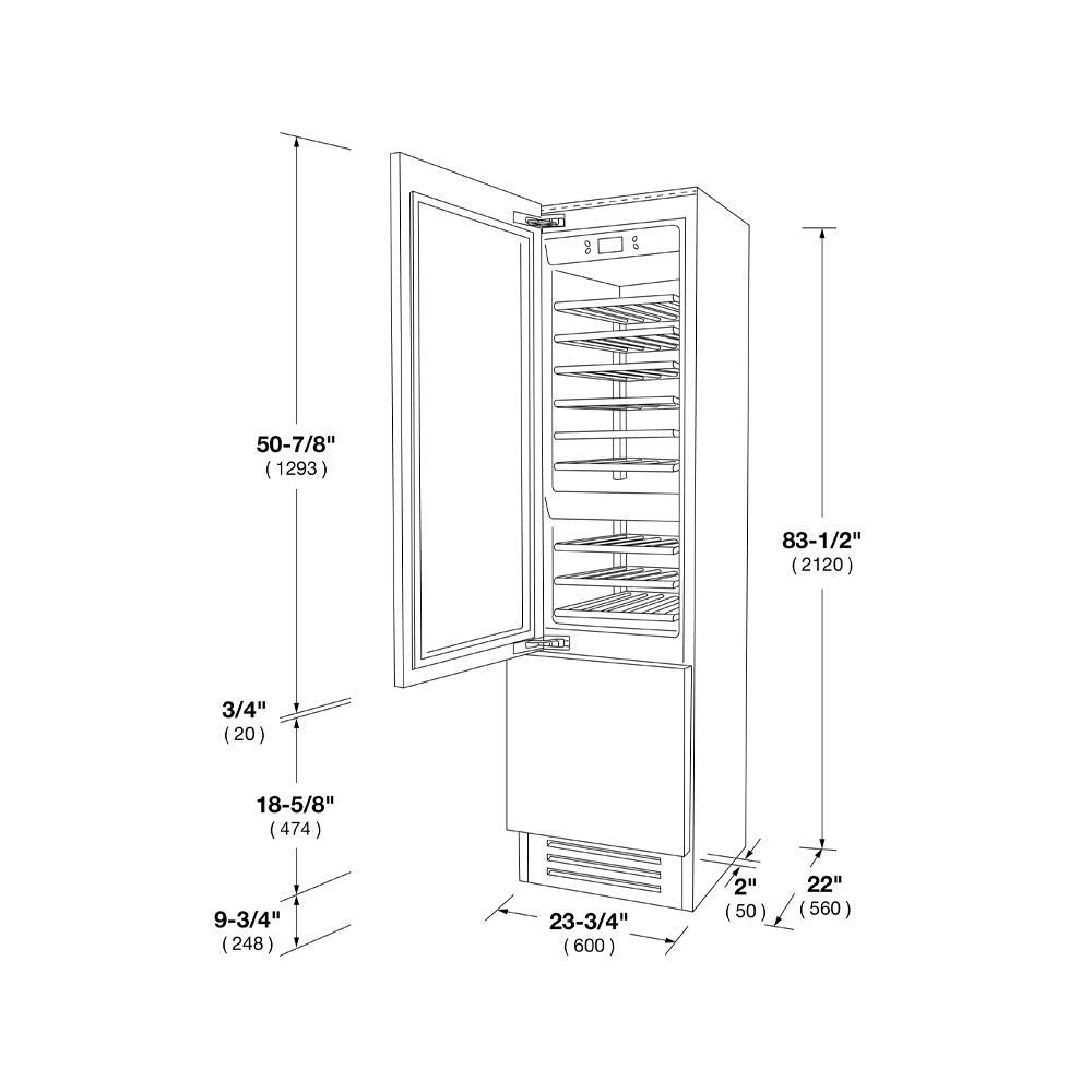 Fulgor Milano F7IBW24O2L 24" Overlay Built-In Wine Cellar - Left Door