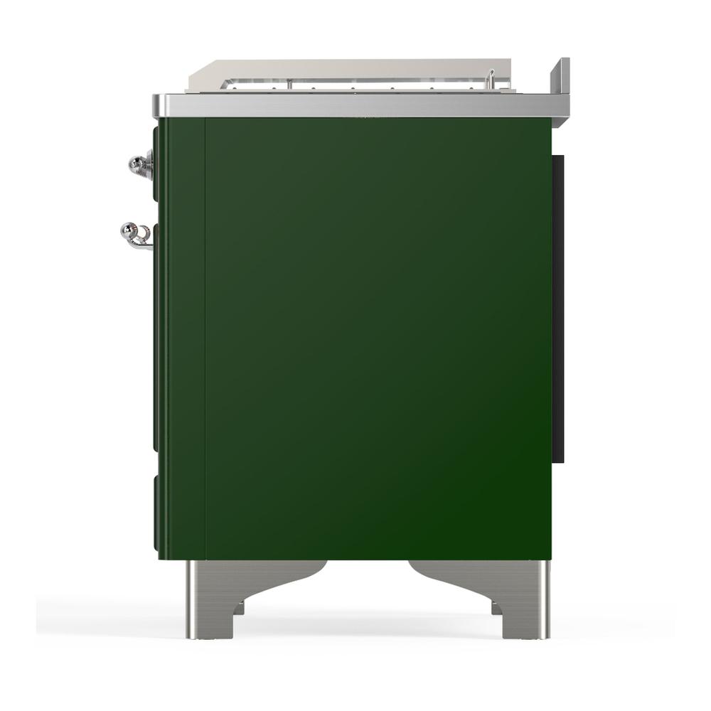 Ilve UM48FSQNR3EGC Ilve Um48Fsqnr3Egc Majestic Iii 48 Inch Dual Fuel Range With 5 Black Brass Burners, Griddle And French Top, Dual Function Burner Up To 25,000 Btu (Natural Gas, Solid Door, Emerald Green, Chrome)