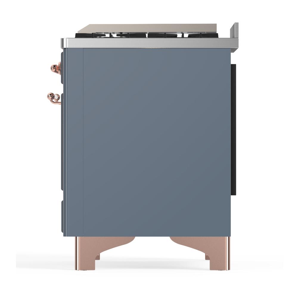 Ilve UMD40FQNR3BGPLP Ilve Umd40Fqnr3Bgplp Majestic Iii 40 Inch Dual Fuel Range With 6 Burners And Griddle, Dual Function Burner Up To 25,000 Btu (Liquid Propane, Solid Door, Blue Grey, Copper)