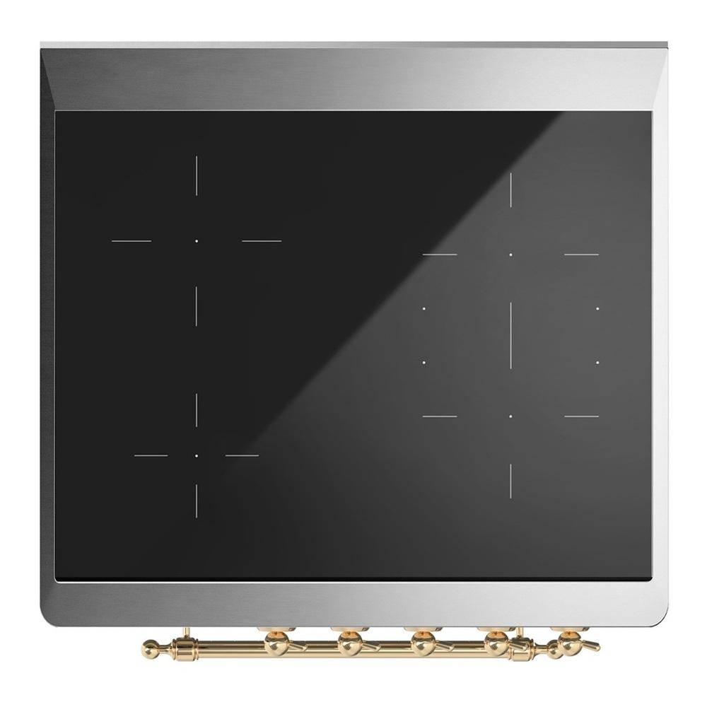 Ilve UMIB30QNR3EGG Ilve Umib30Qnr3Egg Majestic Iii 30 Inch Induction Range With 4 Elements, 4 Cu. Ft. Oven Capacity (Solid Door, Emerald Green, Brass)
