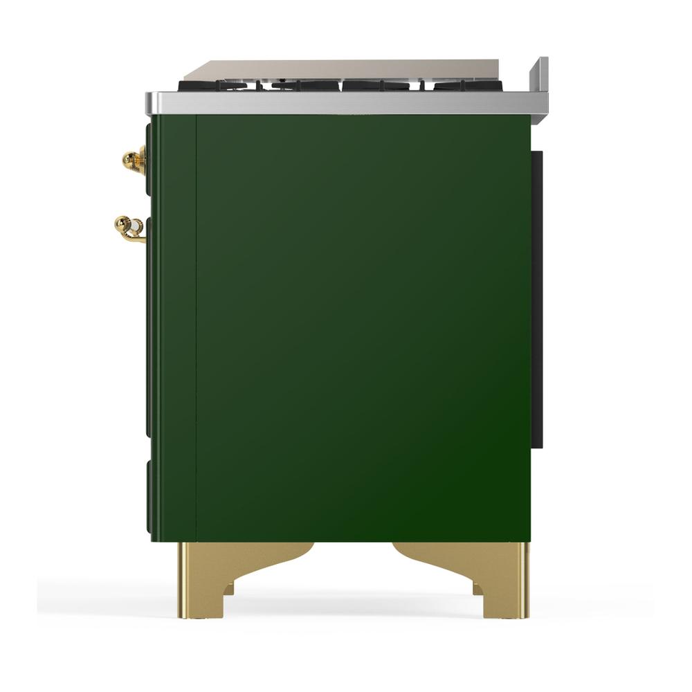 Ilve UM60FSNR3EGGLP Ilve Um60Fsnr3Egglp Majestic Iii 60 Inch Dual Fuel Range With 7 Burners, Griddle And French Top, Dual Function Burner With Up To 25,000 Btu (Liquid Propane, Triple Glass Door, Emerald Green, Brass)