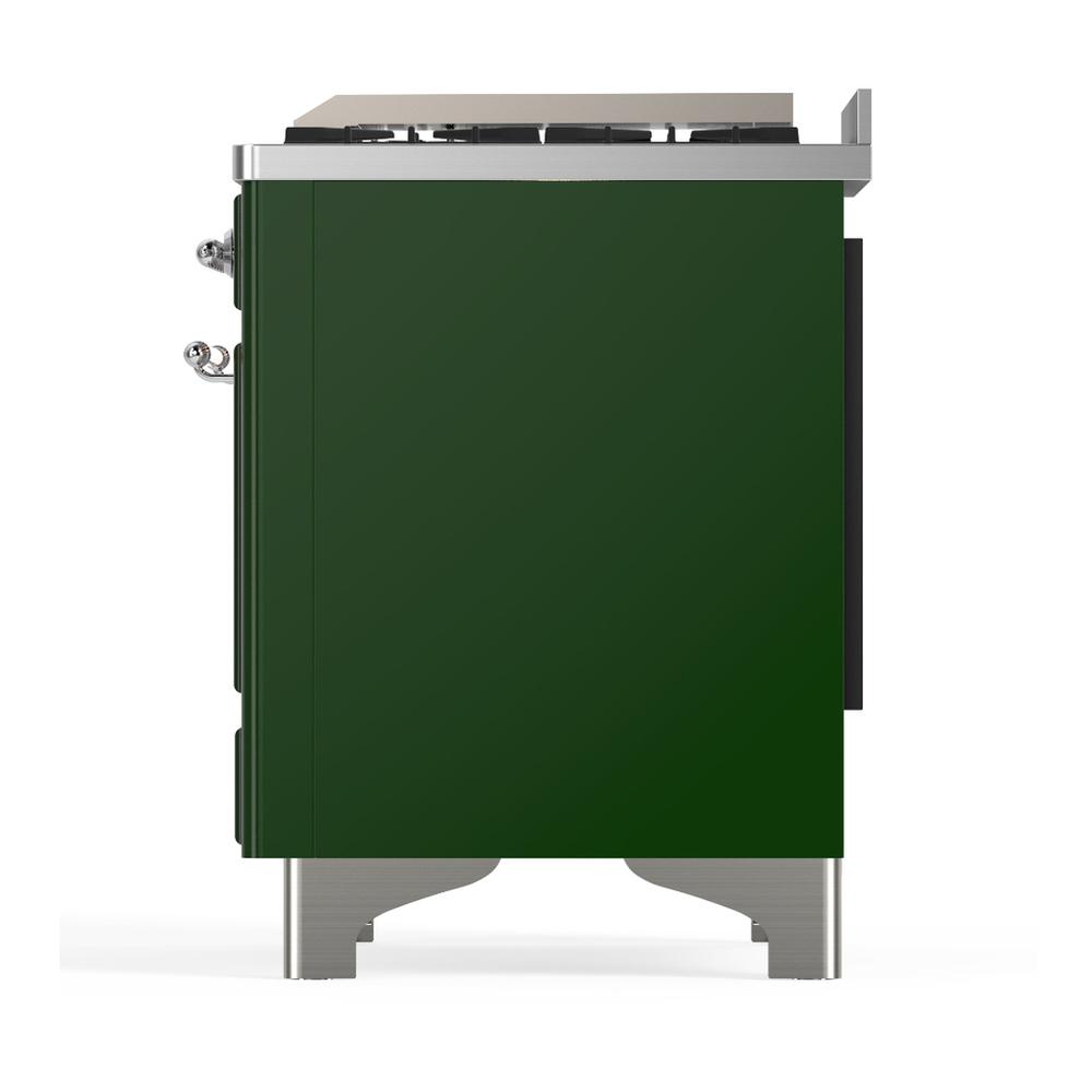 Ilve UM60FSQNR3EGCLP Ilve Um60Fsqnr3Egclp Majestic Iii 60 Inch Dual Fuel Range With 7 Burners, Griddle And French Top, Dual Function Burner With Up To 25,000 Btu (Liquid Propane, Solid Door, Emerald Green, Chrome)