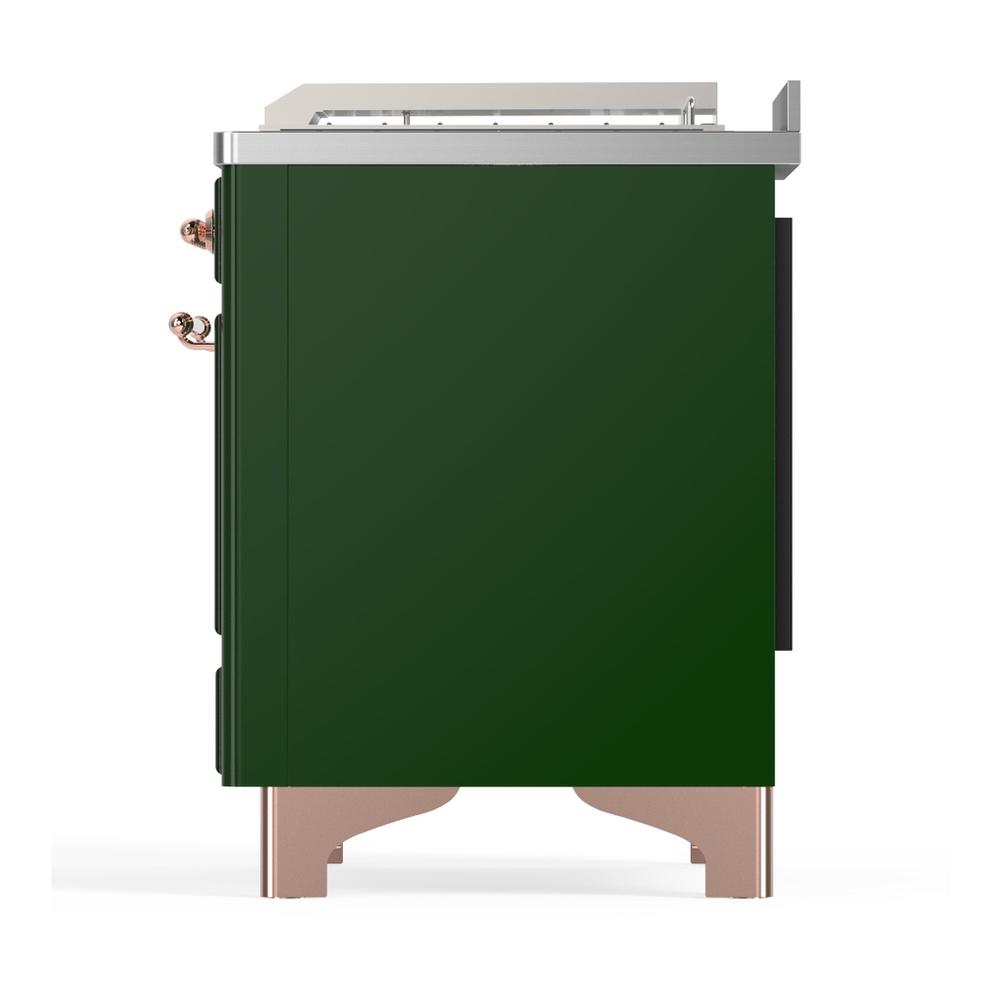Ilve UM48FSNR3EGP Ilve Um48Fsnr3Egp Majestic Iii 48 Inch Dual Fuel Range With 5 Black Brass Burners, Griddle And French Top, Dual Function Burner Up To 25,000 Btu (Natural Gas, Triple Glass Door, Emerald Green, Copper)