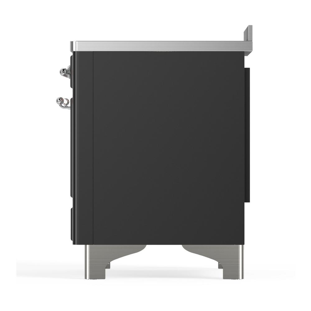 Ilve UMIB48QNR3MGC Ilve Umib48Qnr3Mgc Majestic Iii 48 Inch Induction Range With 6 Elements, 5.02 Cu. Ft. Total Oven Capacity (Solid Door, Graphite Matte, Chrome)