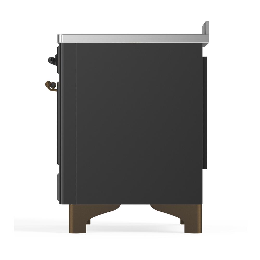 Ilve UMIB48NR3MGB Ilve Umib48Nr3Mgb Majestic Iii 48 Inch Induction Range With 6 Elements, 5.02 Cu. Ft. Total Oven Capacity (Triple Glass Door, Graphite Matte, Burnished)