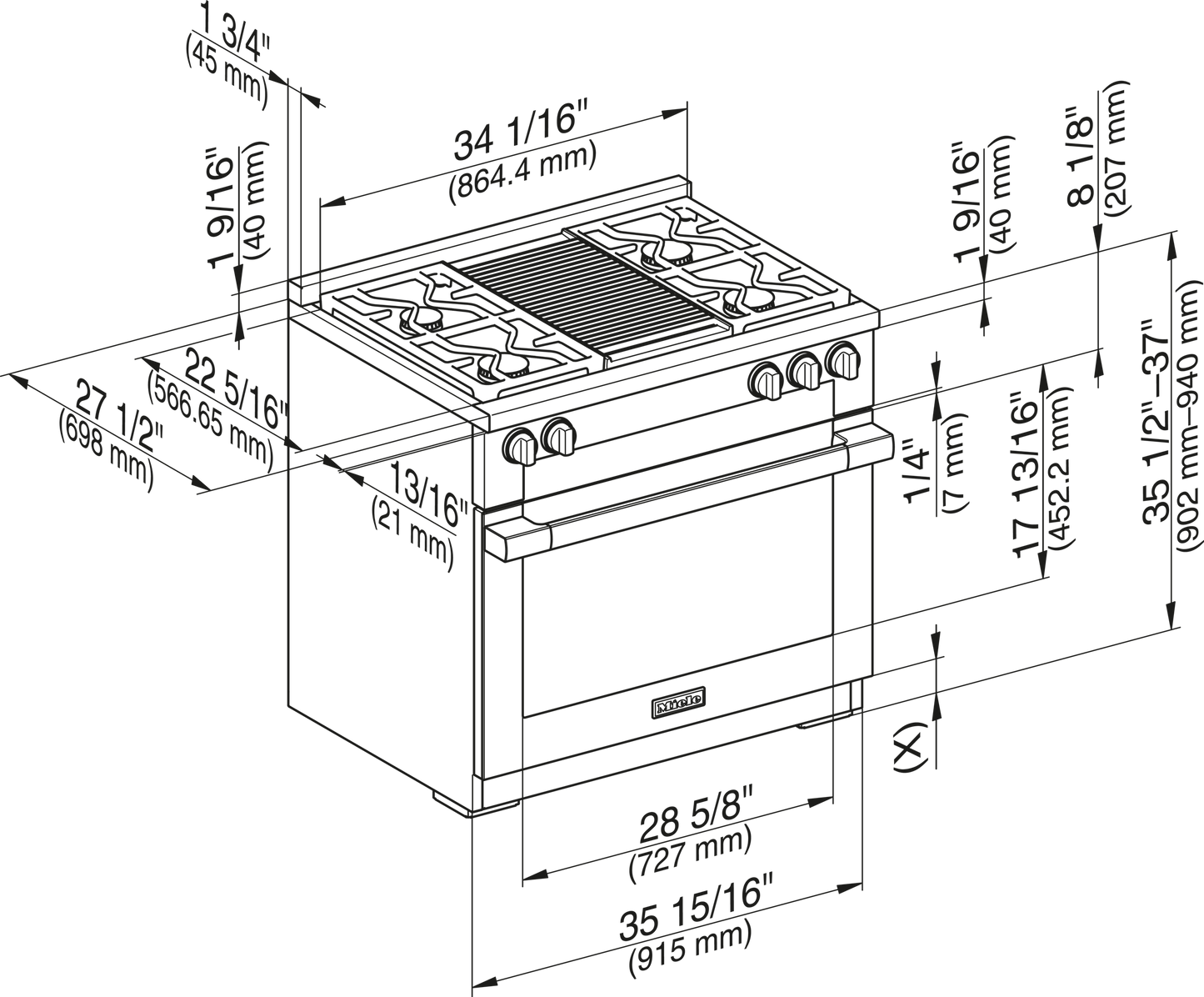 Miele HR19353GDFGR Hr 1935-3 G Df Gr - 36" Range - The Dual Fuel All-Rounder With M Touch For The Highest Demands.