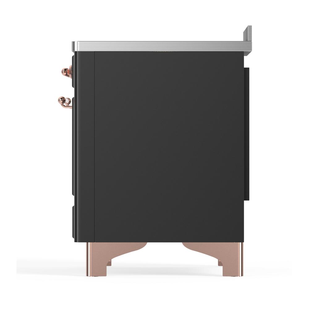 Ilve UMIB48NR3MGP Ilve Umib48Nr3Mgp Majestic Iii 48 Inch Induction Range With 6 Elements, 5.02 Cu. Ft. Total Oven Capacity (Triple Glass Door, Graphite Matte, Copper)