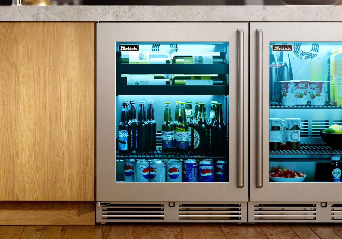 Perlick HH24BO42LL Signature Series Shallow Depth 18" Depth Outdoor Beverage Center With Fully Integrated Panel-Ready Solid Door, Hinge Left, With Lock