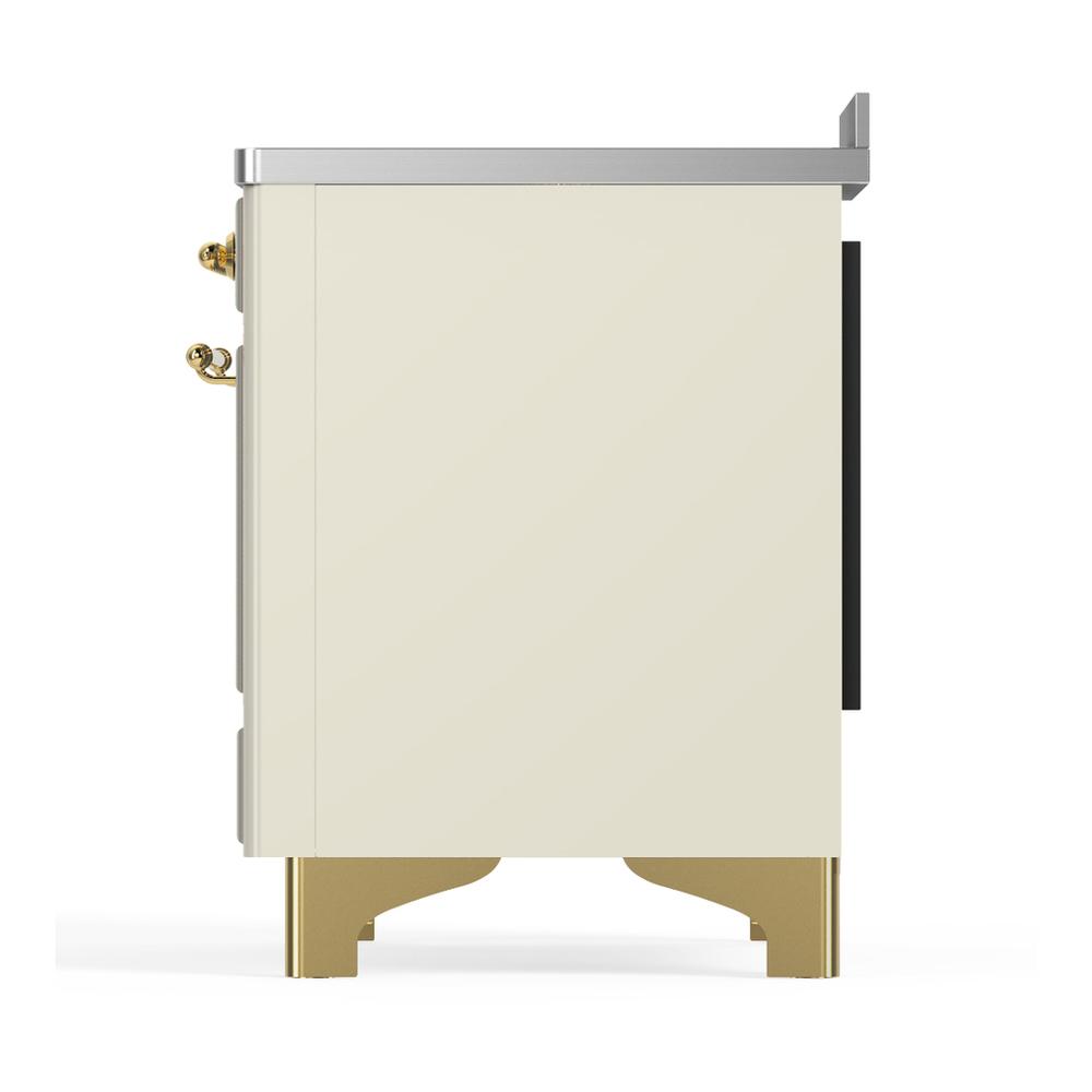 Ilve UMIB48NR3AWG Ilve Umib48Nr3Awg Majestic Iii 48 Inch Induction Range With 6 Elements, 5.02 Cu. Ft. Total Oven Capacity (Triple Glass Door, Antique White, Brass)