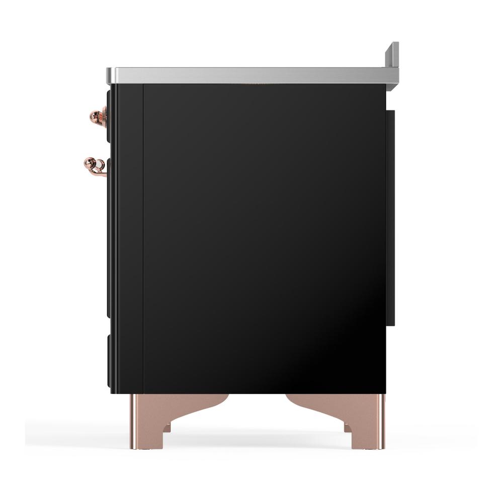 Ilve UMIB48NR3BKP Ilve Umib48Nr3Bkp Majestic Iii 48 Inch Induction Range With 6 Elements, 5.02 Cu. Ft. Total Oven Capacity (Triple Glass Door, Glossy Black, Copper)