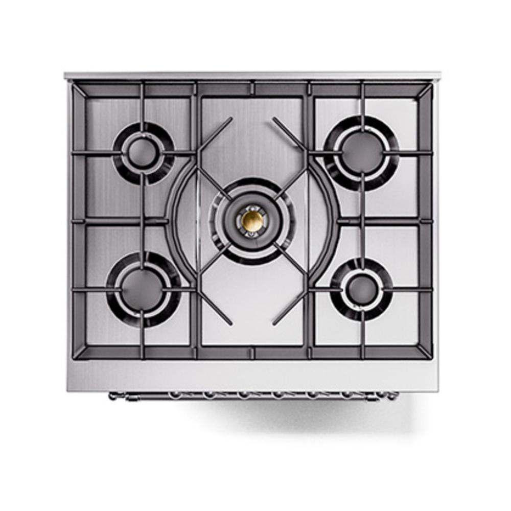 Ilve UN30QNMPBUC Ilve Un30Qnmpbuc Nostalgie Ii Noblesse 30" Dual Fuel Range (Natural Gas, Solid Door, Burgundy, Chrome)