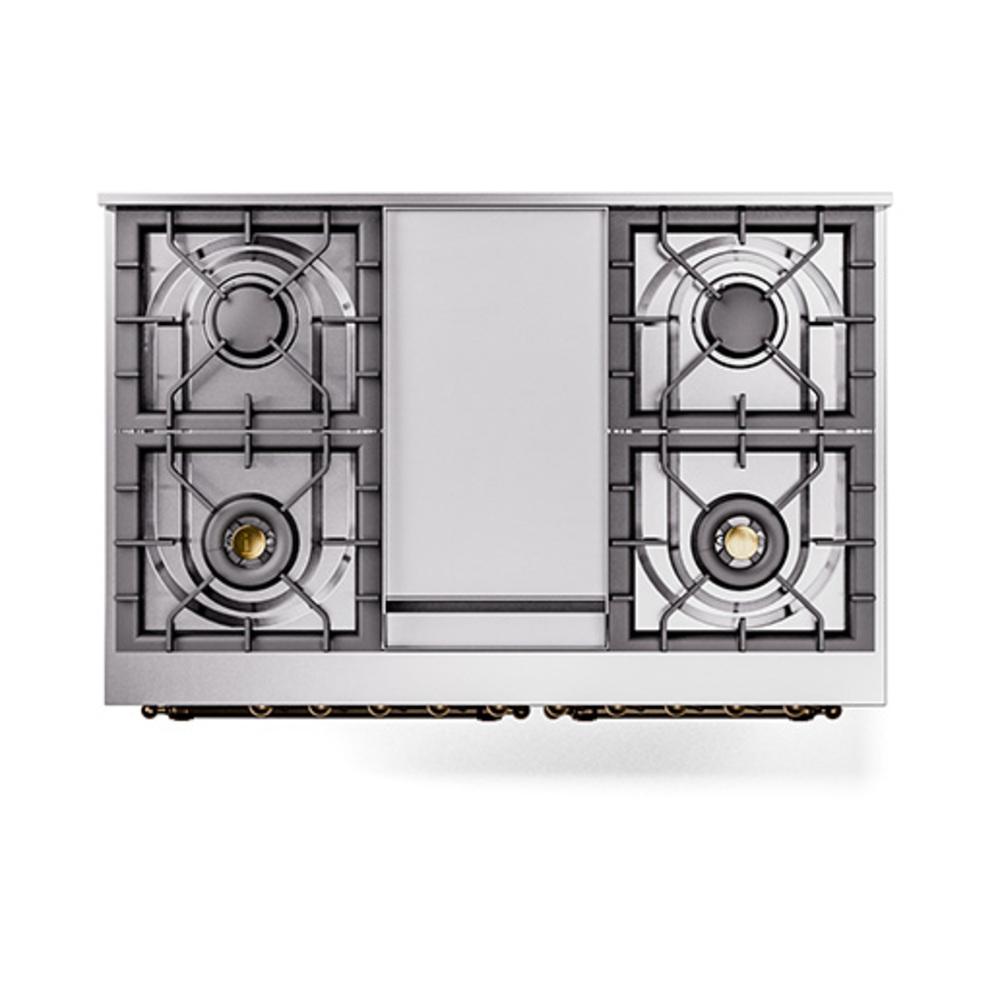 Ilve UND40FQNMPRAB Ilve Und40Fqnmprab Nostalgie Ii Noblesse 40" Dual Fuel Range (Natural Gas, Solid Door, Ral, Burnished)