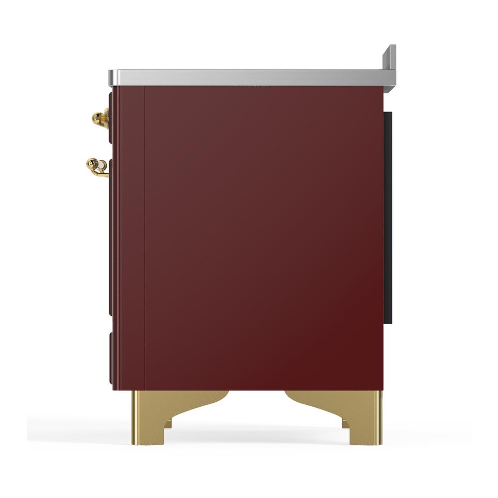 Ilve UMIB48NR3BUG Ilve Umib48Nr3Bug Majestic Iii 48 Inch Induction Range With 6 Elements, 5.02 Cu. Ft. Total Oven Capacity (Triple Glass Door, Burgundy, Brass)