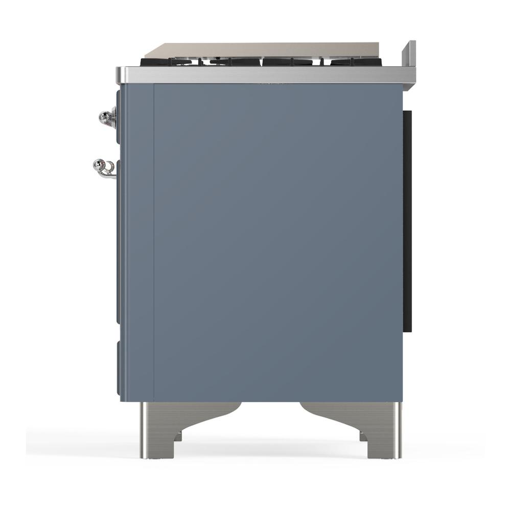 Ilve UM60FSQNR3BGCLP Ilve Um60Fsqnr3Bgclp Majestic Iii 60 Inch Dual Fuel Range With 7 Burners, Griddle And French Top, Dual Function Burner With Up To 25,000 Btu (Liquid Propane, Solid Door, Blue Grey, Chrome)