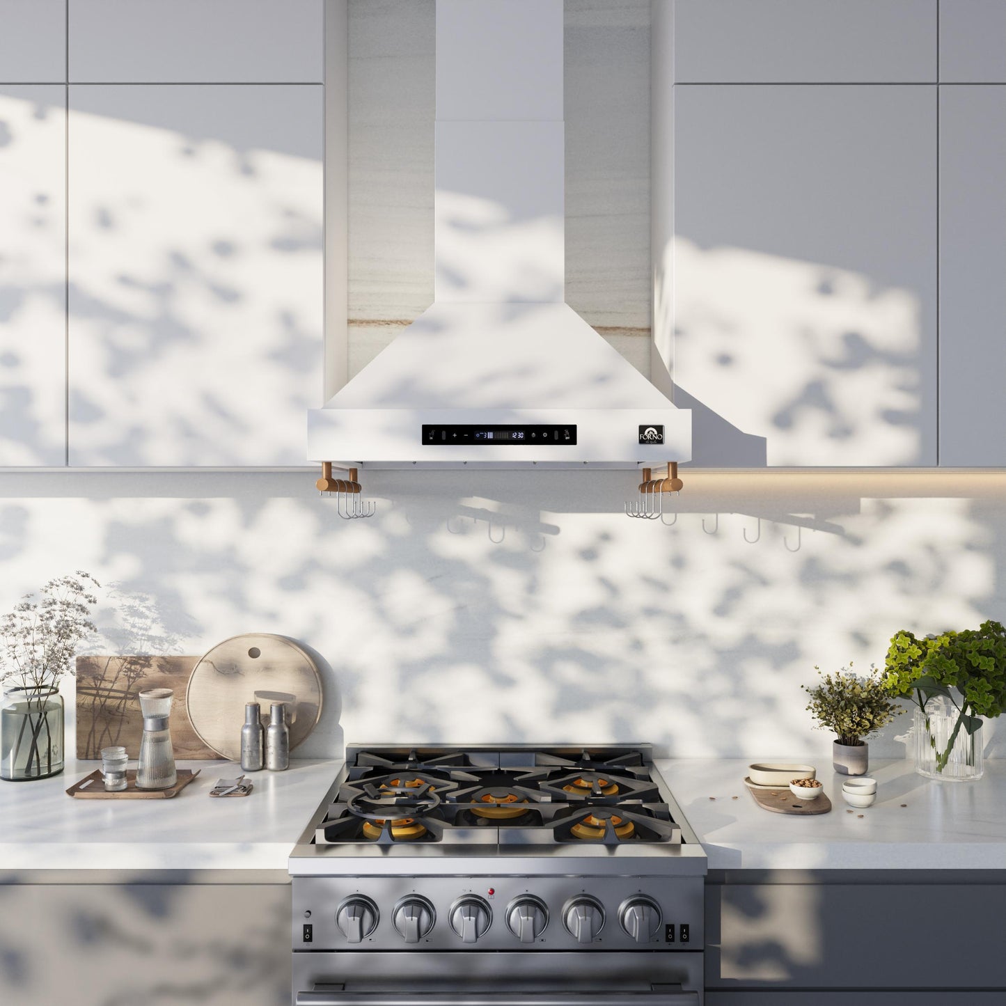 Forno FRHWM550330WHT Forno Venezia 30 Inch Wall-Mounted Range Hood In White With Touch Controls And Baffle Filters