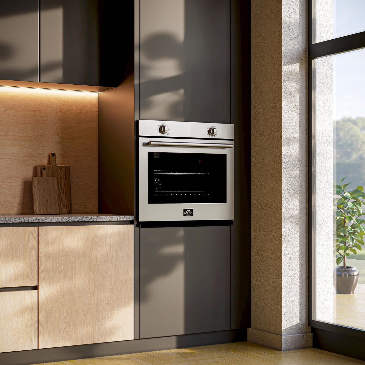 Forno FBOEL137030 Forno Vomero 30-Inch Wall Oven, Stainless Steel, 5 Cu.Ft Capacity, 3550 Watts Convection, Mechanical Controls, Self-Cleaning Function