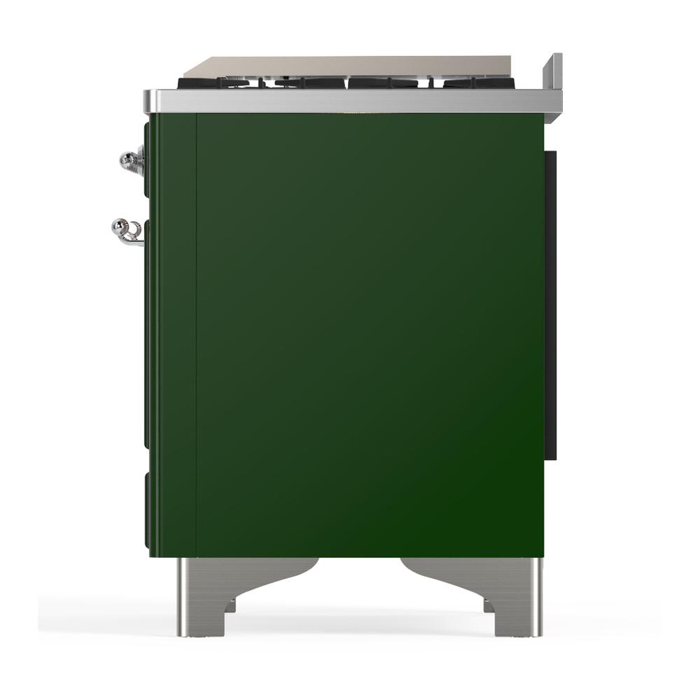 Ilve UMD40FQNR3EGC Ilve Umd40Fqnr3Egc Majestic Iii 40 Inch Dual Fuel Range With 6 Burners And Griddle, Dual Function Burner Up To 25,000 Btu (Natural Gas, Solid Door, Emerald Green, Chrome)