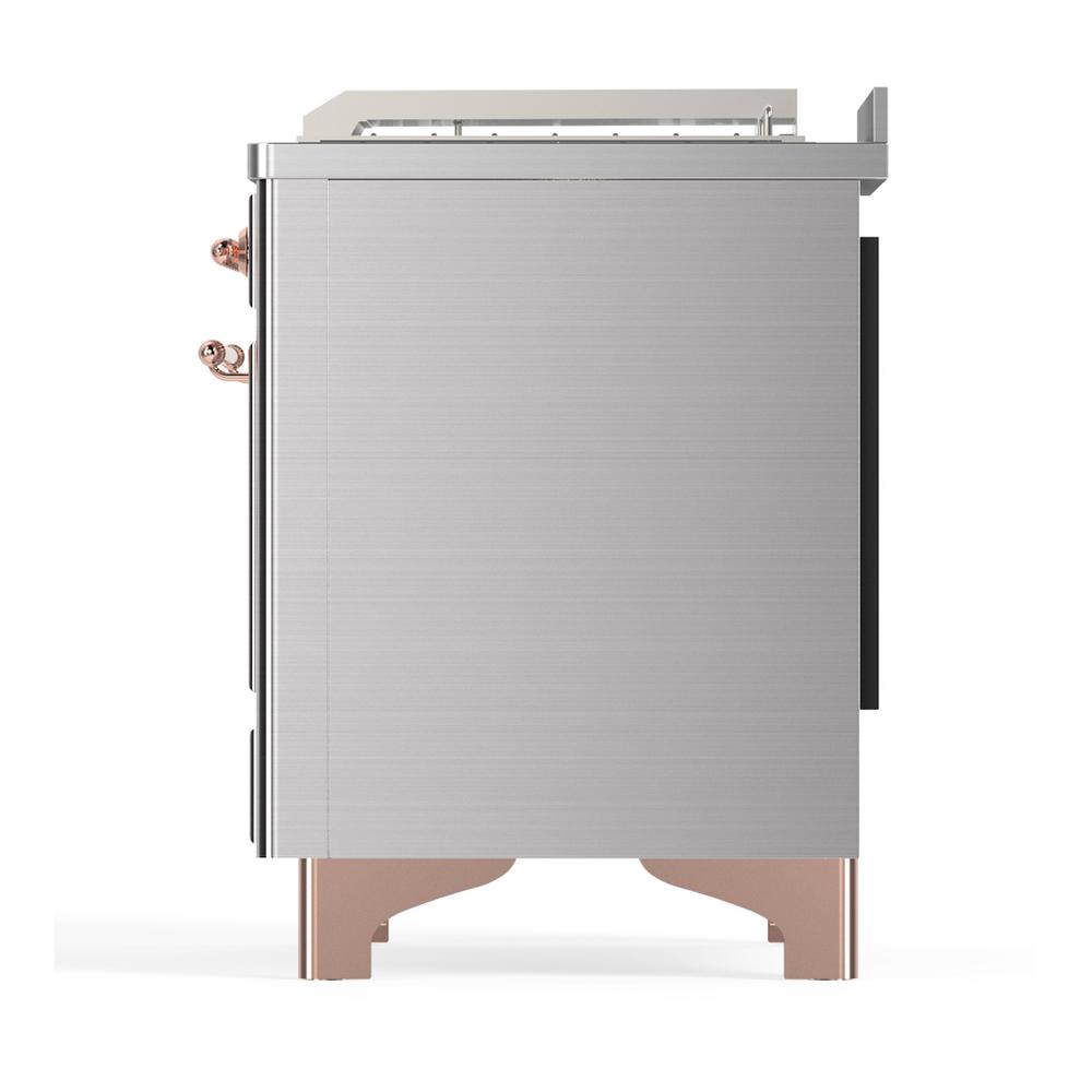 Ilve UM48FSQNR3SSP Ilve Um48Fsqnr3Ssp Majestic Iii 48 Inch Dual Fuel Range With 5 Black Brass Burners, Griddle And French Top, Dual Function Burner Up To 25,000 Btu (Natural Gas, Solid Door, Stainless Steel, Copper)