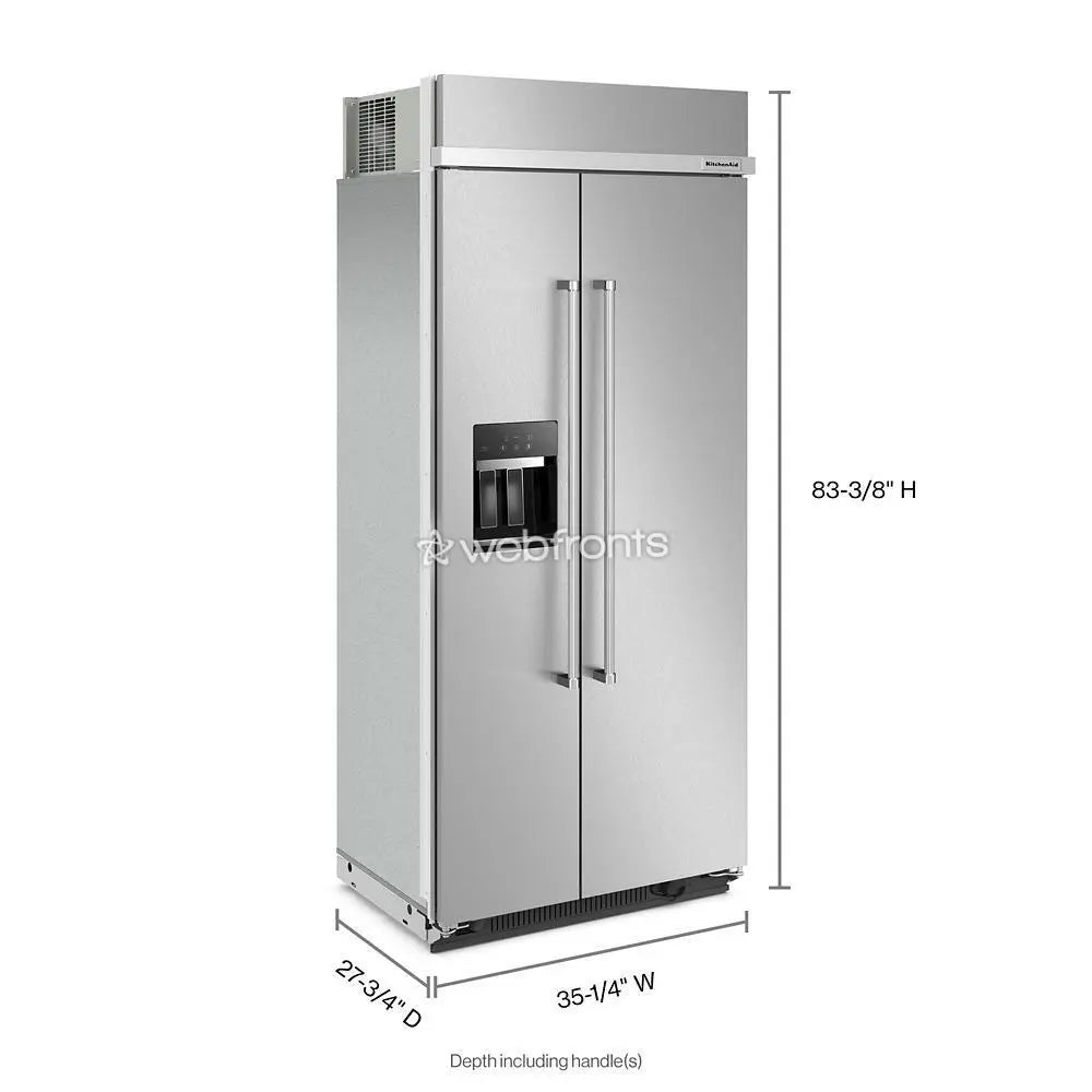 Kitchenaid KBSD706MPS 20.8 Cu. Ft. 36" Built-In Side-By-Side Refrigerator With Ice And Water Dispenser