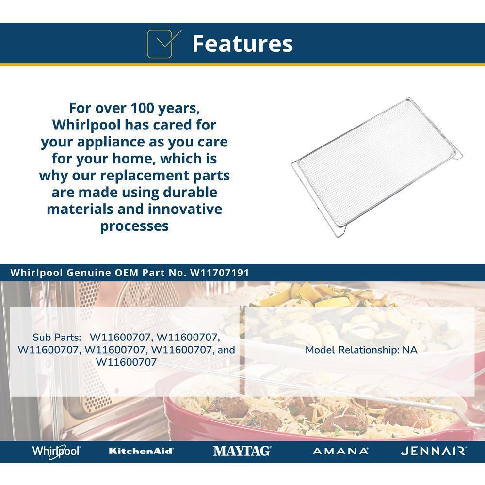 Maytag W11707191 Built-In Microwave Air Fryer Basket - Stainless Steel For Models Kmmf530/730P, Wmmf7330/7530R, Jmhf730/930R & Kmbs724Sps (17 1/4-In L X 10 1/2-In W X 1 1/2-In H)