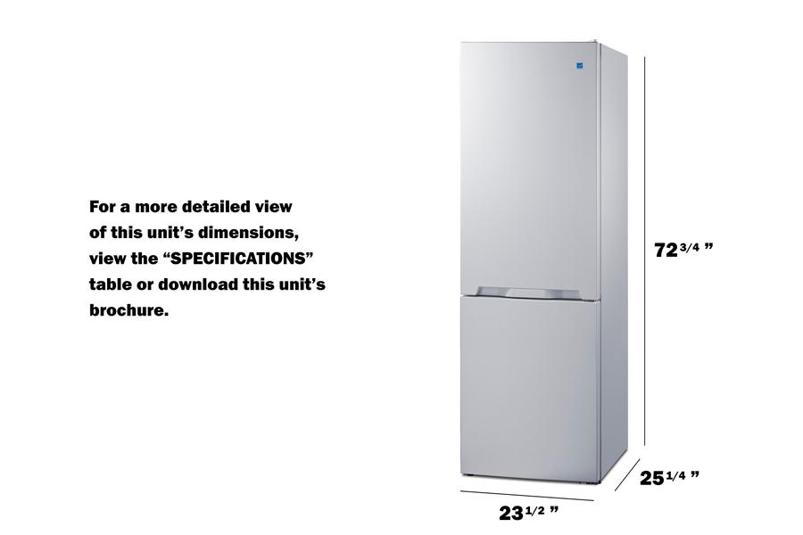 Summit FFBF121W 24" Wide Bottom Mount Refrigerator-Freezer