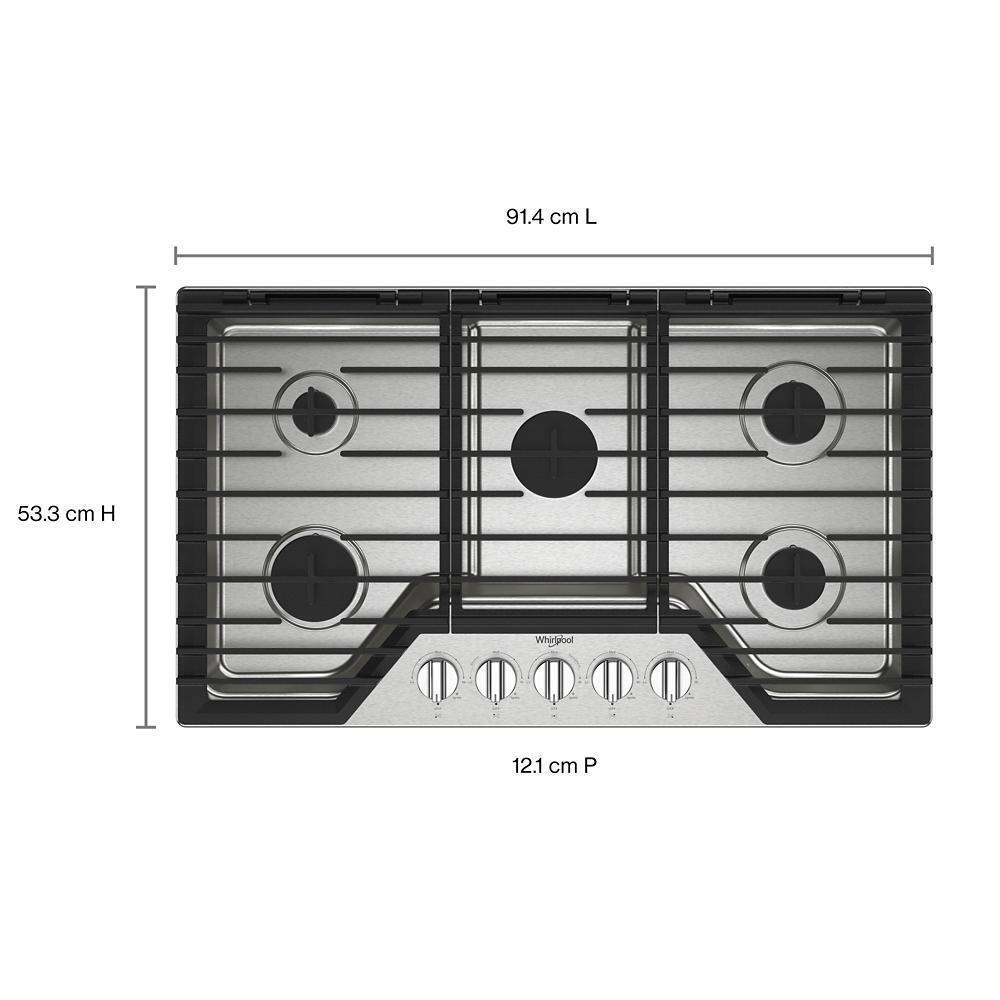 Whirlpool WCGK5036PS 36-Inch Gas Cooktop With Ez-2-Lift&#8482; Hinged Cast-Iron Grates