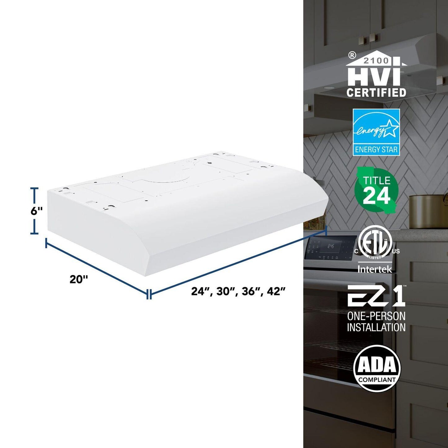 Broan MTR1303WW Broan-Nutone 30-Inch Under Cabinet Range Hood, Energy Star, 350 Max Blower Cfm, White