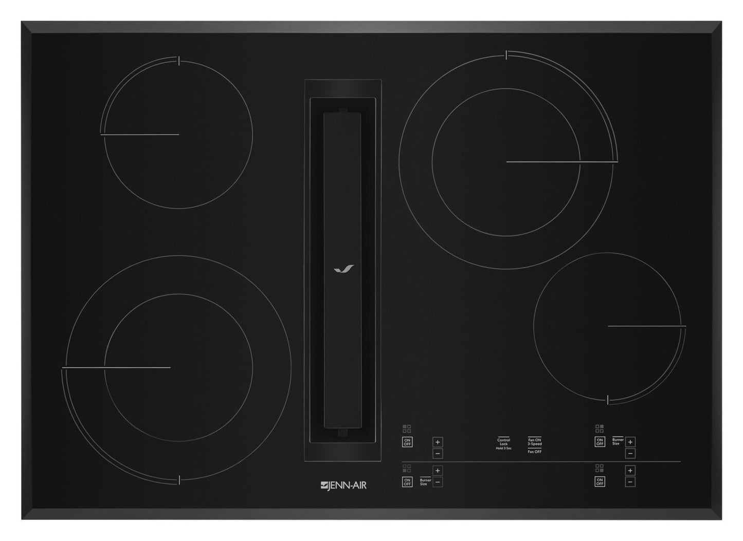 Jennair JED4430GB Black Floating Glass 30" Jx3 Electric Downdraft Cooktop With Glass-Touch Electronic Controls Black