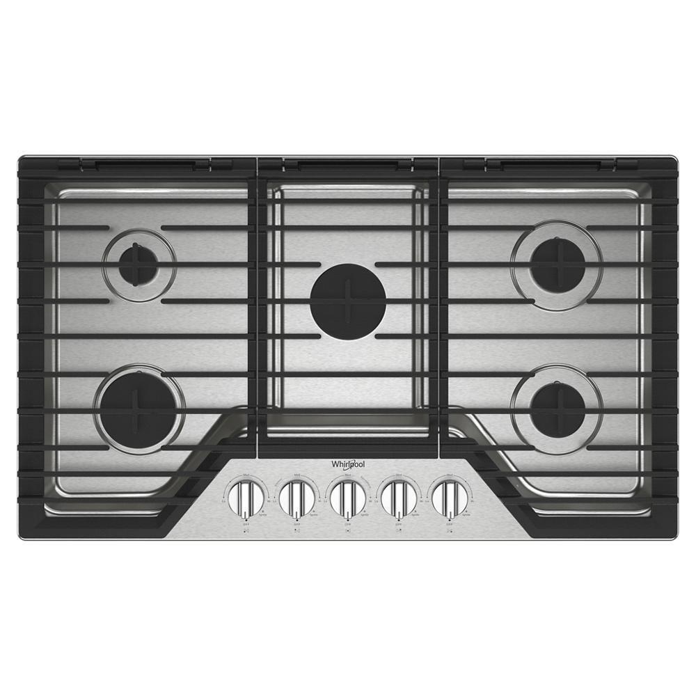 Whirlpool WCGK5036PS 36-Inch Gas Cooktop With Ez-2-Lift&#8482; Hinged Cast-Iron Grates