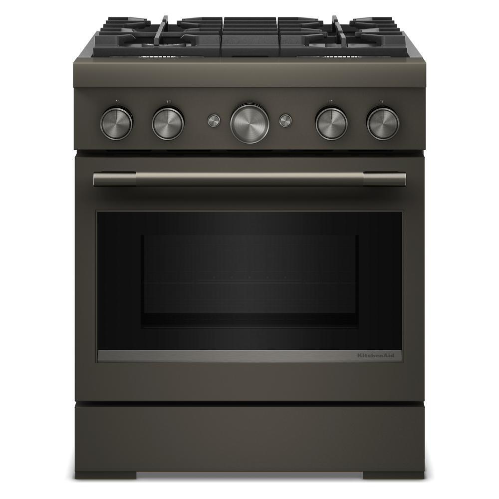 Kitchenaid KFDS930SBE 30-Inch 4 Burner Commercial-Style Dual Fuel Range With No Preheat Air Fry Mode