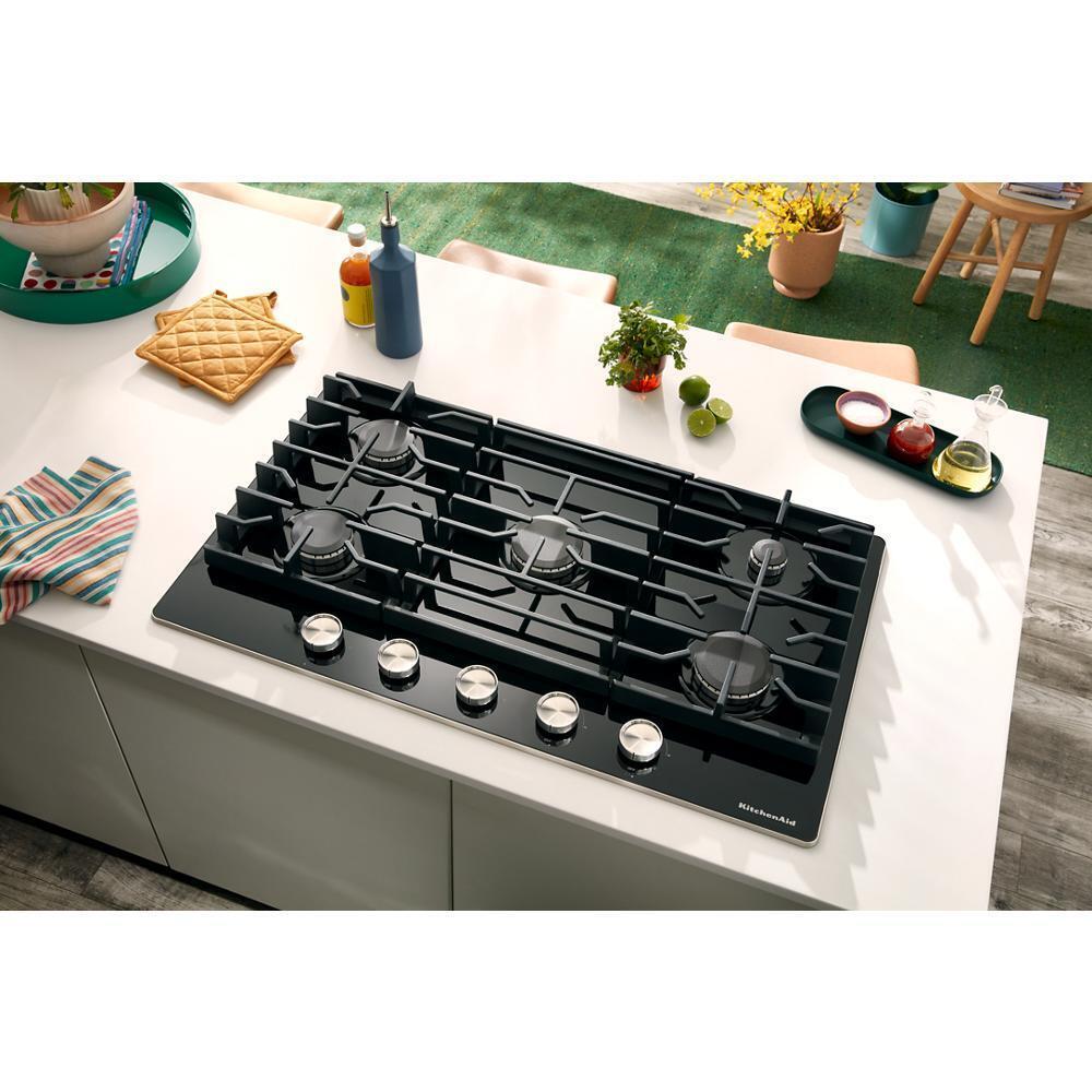 Kitchenaid KCGG530PBL 30" Gas-On-Glass Cooktop