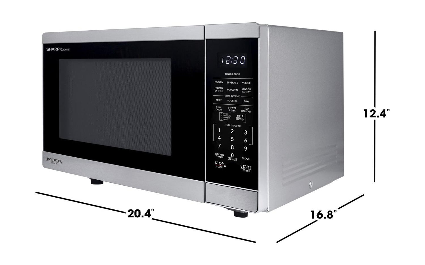 Sharp SMC1464KS Sharp 1.4 Cu. Ft. 1100W Stainless Steel Countertop Microwave Oven With Inverter Technology