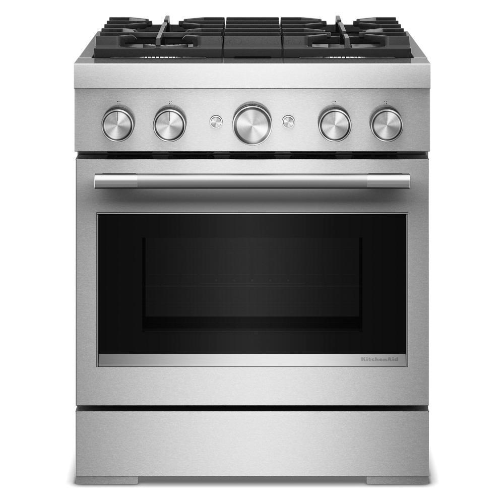 Kitchenaid KFDS930SSS 30-Inch 4 Burner Commercial-Style Dual Fuel Range With No Preheat Air Fry Mode