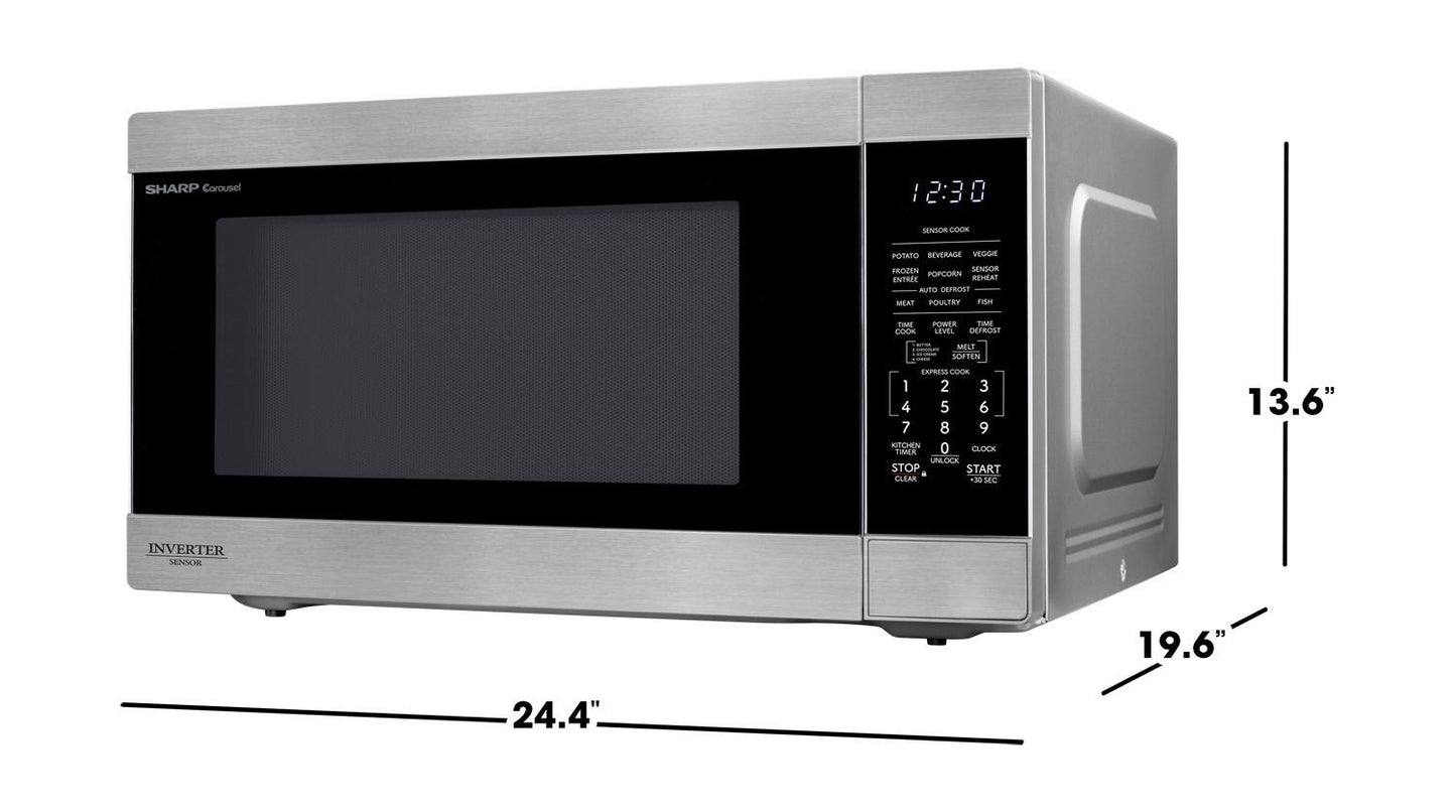 Sharp SMC2266KS Sharp 2.2 Cu. Ft. 1200W Stainless Steel Countertop Microwave Oven With Inverter Technology