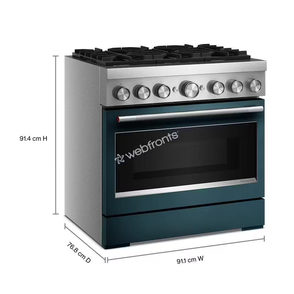 Kitchenaid KFDS936SAG 36-Inch 6 Burner Commercial-Style Dual Fuel Range With No Preheat Air Fry Mode