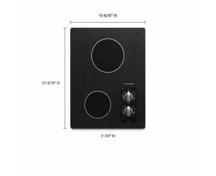 Kitchenaid KECC056RBL 15" Electric Cooktop With 2 Radiant Elements - Black