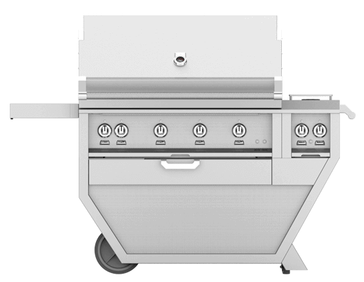 Hestan GMBR42CX2NGDG Hestan 42" Natural Gas Deluxe Freestanding Grill And Cart W/ Double Side Burner Gmbr42Cx2 - Dark Grey (Custom Color: Pacific Fog)