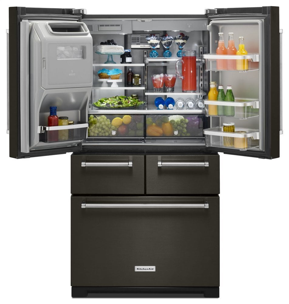 Kitchenaid KRMF706EBS 25.8 Cu. Ft. 36" Multi-Door Freestanding Refrigerator With Platinum Interior Design - Black Stainless Steel With Printshield™ Finish