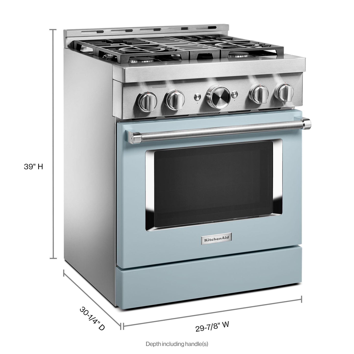 Kitchenaid KFGC500JMB Kitchenaid® 30'' Smart Commercial-Style Gas Range With 4 Burners - Misty Blue
