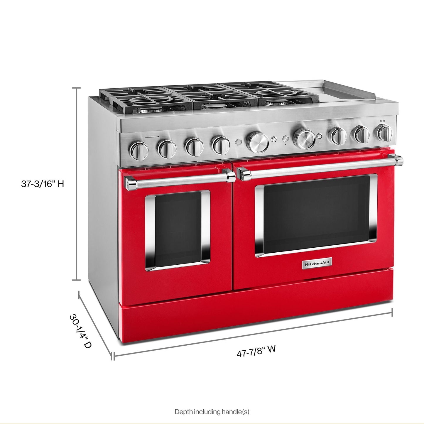 Kitchenaid KFDC558JPA Kitchenaid® 48'' Smart Commercial-Style Dual Fuel Range With Griddle - Passion Red