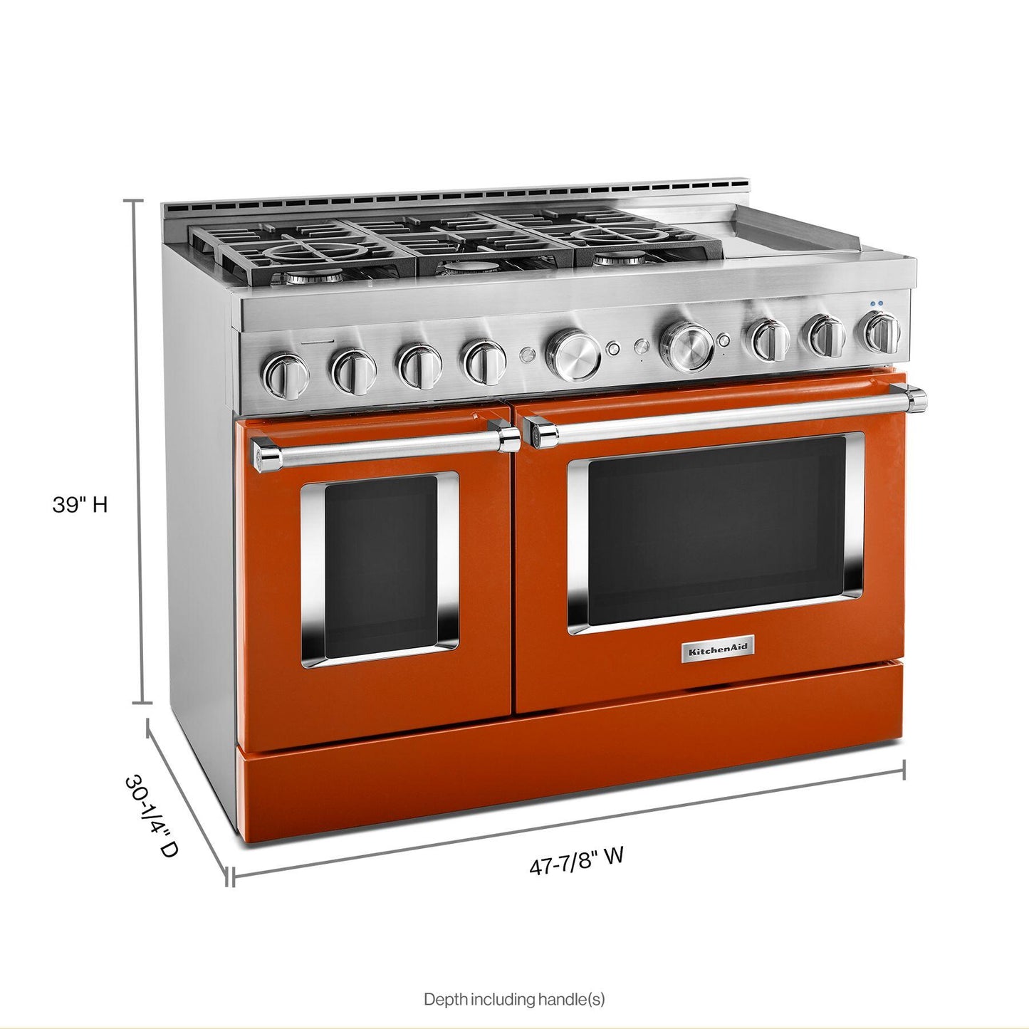 Kitchenaid KFGC558JSC Kitchenaid® 48'' Smart Commercial-Style Gas Range With Griddle - Scorched Orange