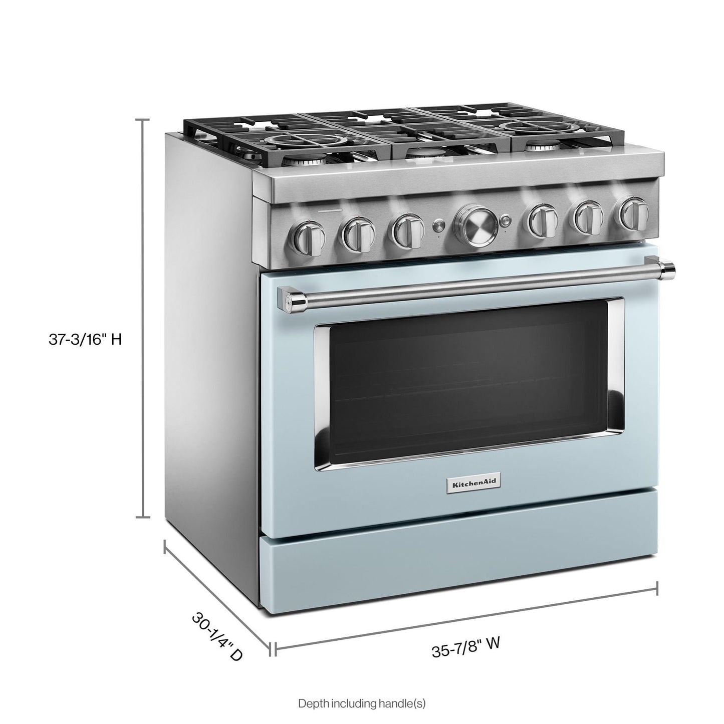 Kitchenaid KFDC506JMB Kitchenaid® 36'' Smart Commercial-Style Dual Fuel Range With 6 Burners - Misty Blue