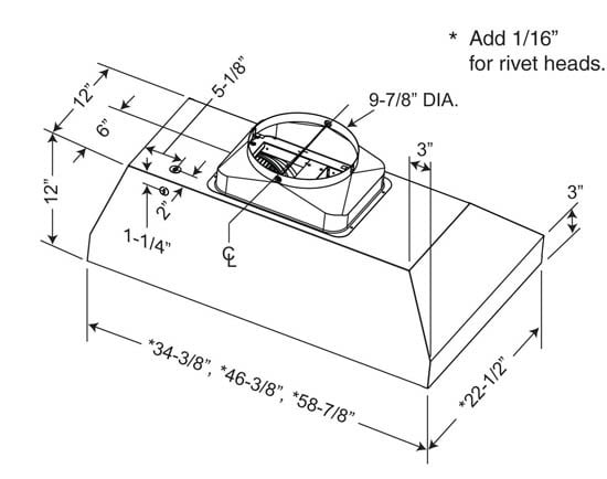 Best Range Hoods CPDI482SB 46-3/8" Custom Hood Liner Insert Designed For Outdoor Cooking In Covered Lanais 1250 Max Cfm
