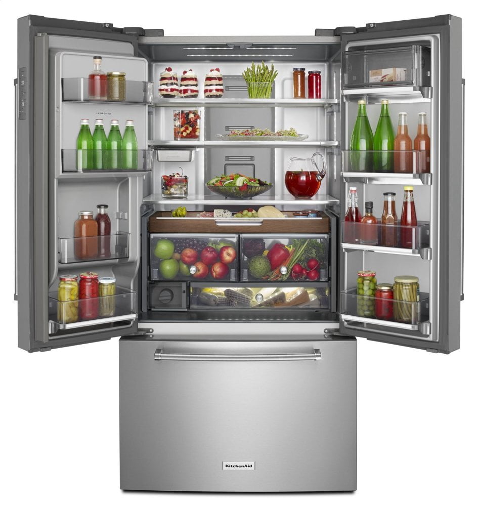 Kitchenaid KRFC704FPS 23.8 Cu. Ft. 36" Counter-Depth French Door Platinum Interior Refrigerator With Printshield™ Finish - Stainless Steel With Printshield™ Finish