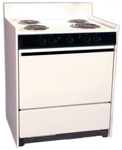 Summit SEM210C Bisque 220V Electric Range In 30" Width With Storage Compartment