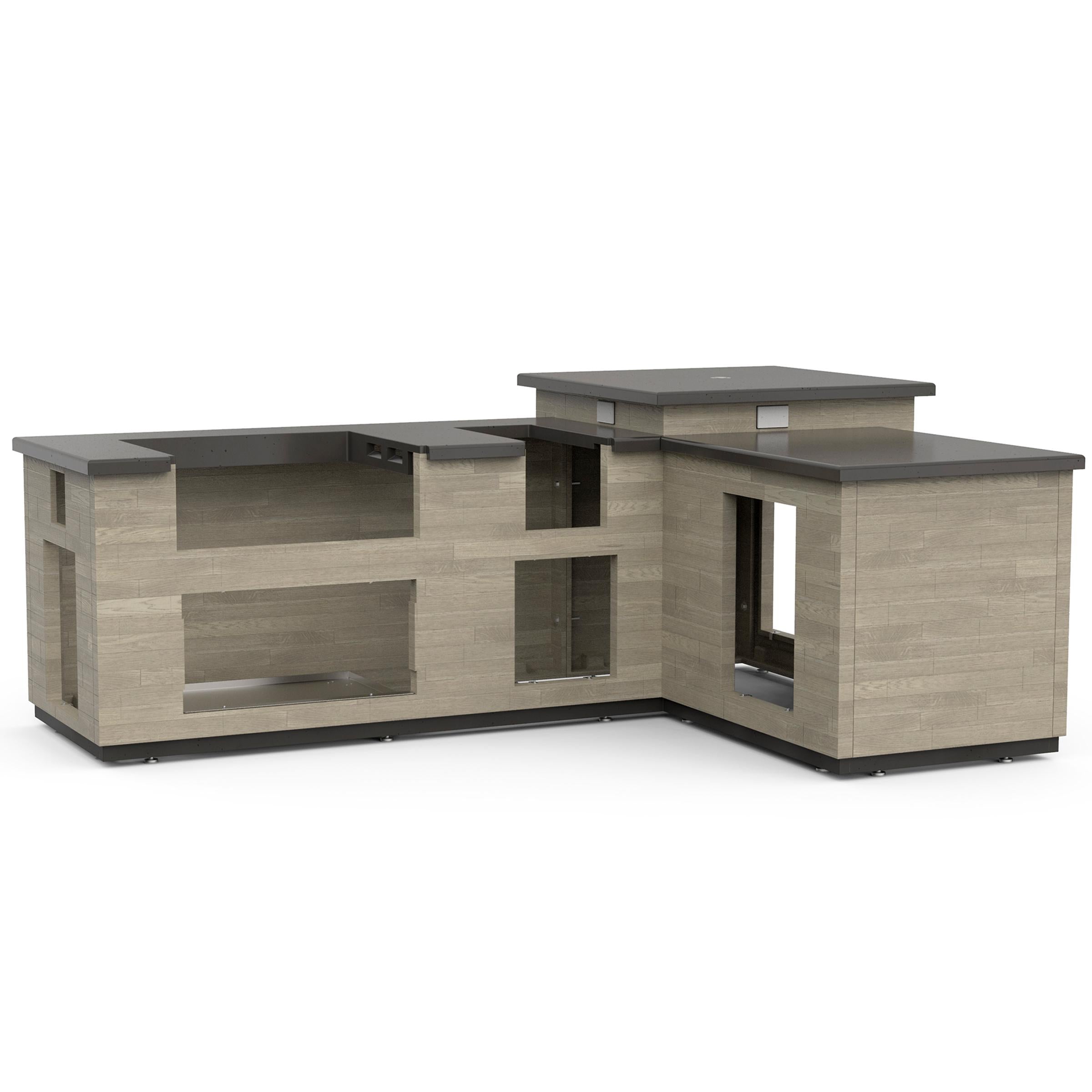 Fire Magic IL660SPD116BA Reclaimed Wood L Shaped Island With Double Drawer