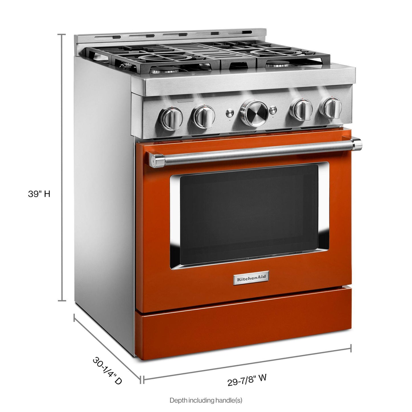 Kitchenaid KFGC500JSC Kitchenaid® 30'' Smart Commercial-Style Gas Range With 4 Burners - Scorched Orange