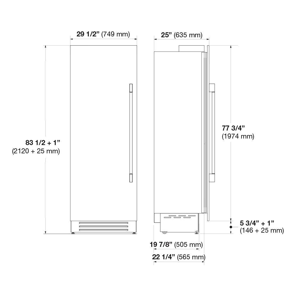 Fulgor Milano F7SFC30S1R 30" Freezer Column