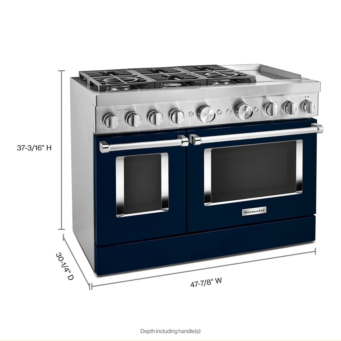 Kitchenaid KFDC558JIB Kitchenaid® 48'' Smart Commercial-Style Dual Fuel Range With Griddle - Ink Blue