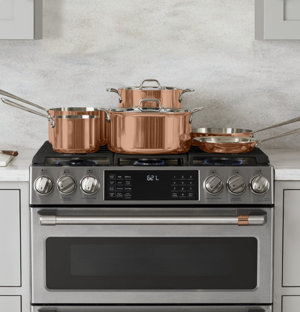 Cafe CGS750P2MS1 Café 30" Smart Slide-In, Front-Control, Gas Double-Oven Range With Convection